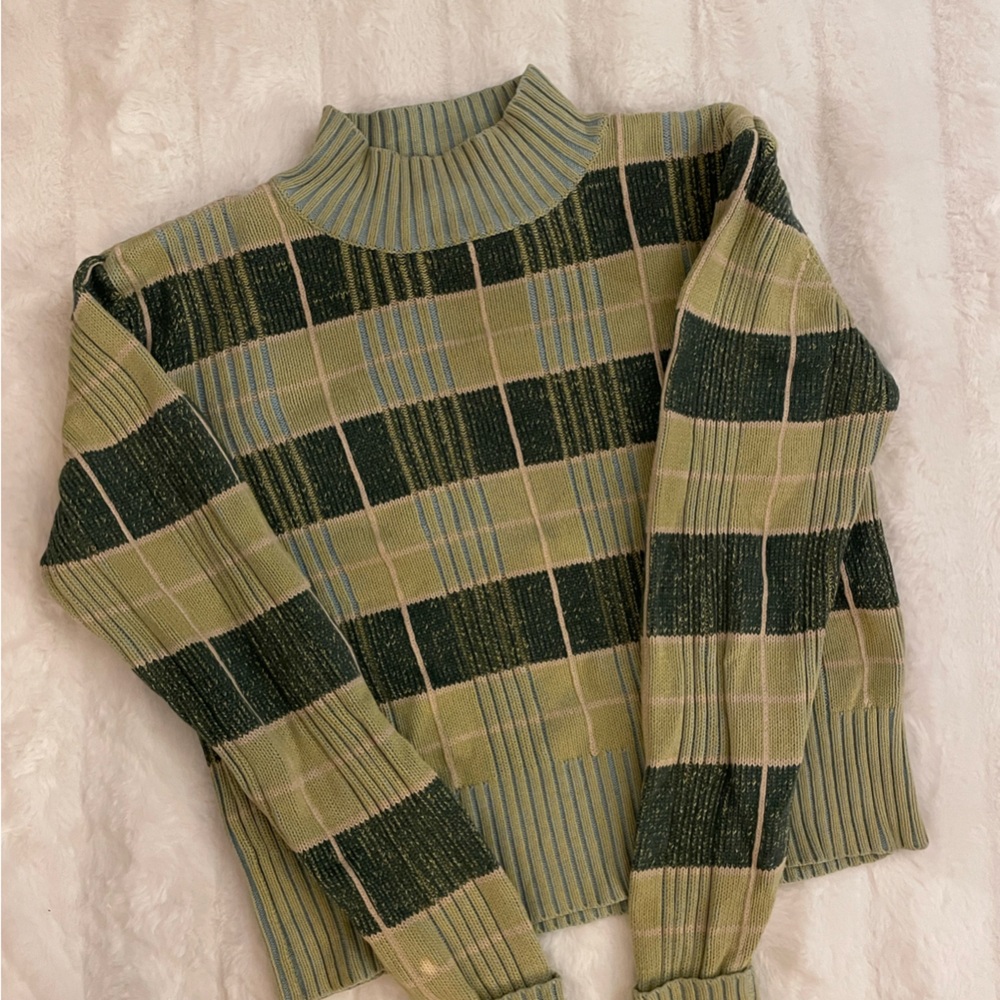 Green Plaid Women's Sweater